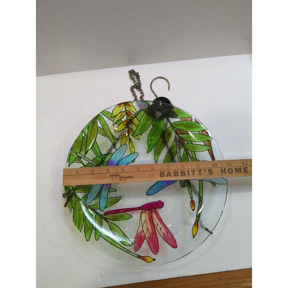 Hanging Glass Bird Bath With Painted Dragonflies - Picture 4 of 9